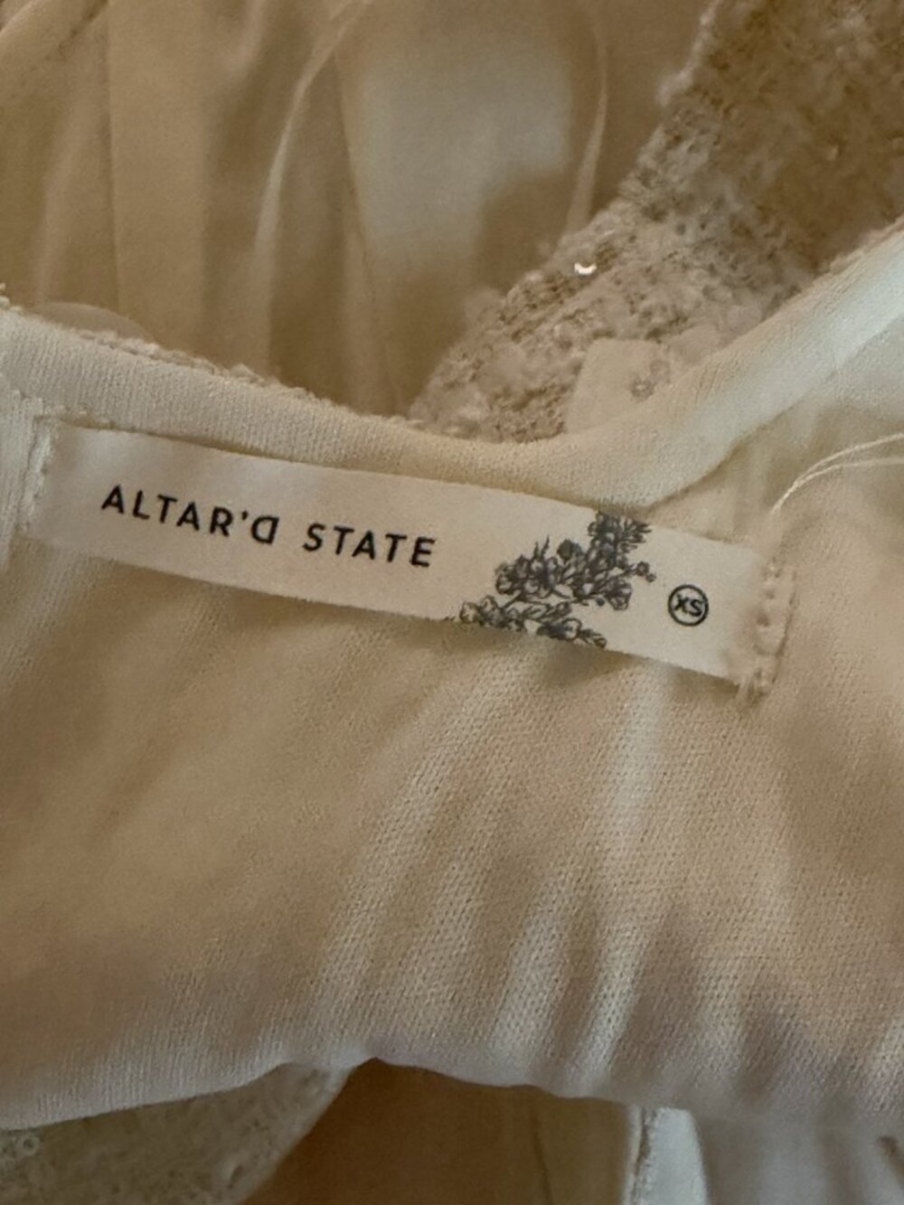 Altar d’state Textured 3D Floral Corset Crop Top size XS NEW W/TAGS - Picture 6 of 7